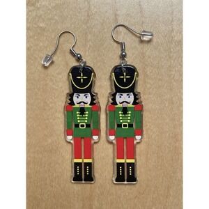 Nutcracker Earrings Christmas Soldier  Handmade Green Ballet New